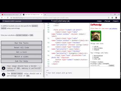 Learn Basic CSS  Make Circular Images with a border radius   freeCodeCamp org   Google Chrome 2019 1
