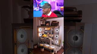 White PC build with INSANE orange lighting #custompc #pcgaming #setup