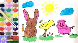 Learn How To Draw And Paint Barn Animals With This Easy Drawing And Painting Page For Kids
