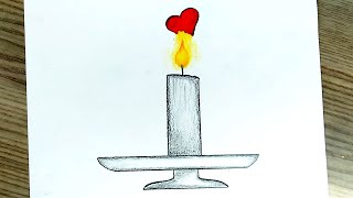رسم  | رسم شمعه وقلب رسومات معبره | رسم سهل بالرصاص | رسومات حزينه  | rsm | رسم سهل