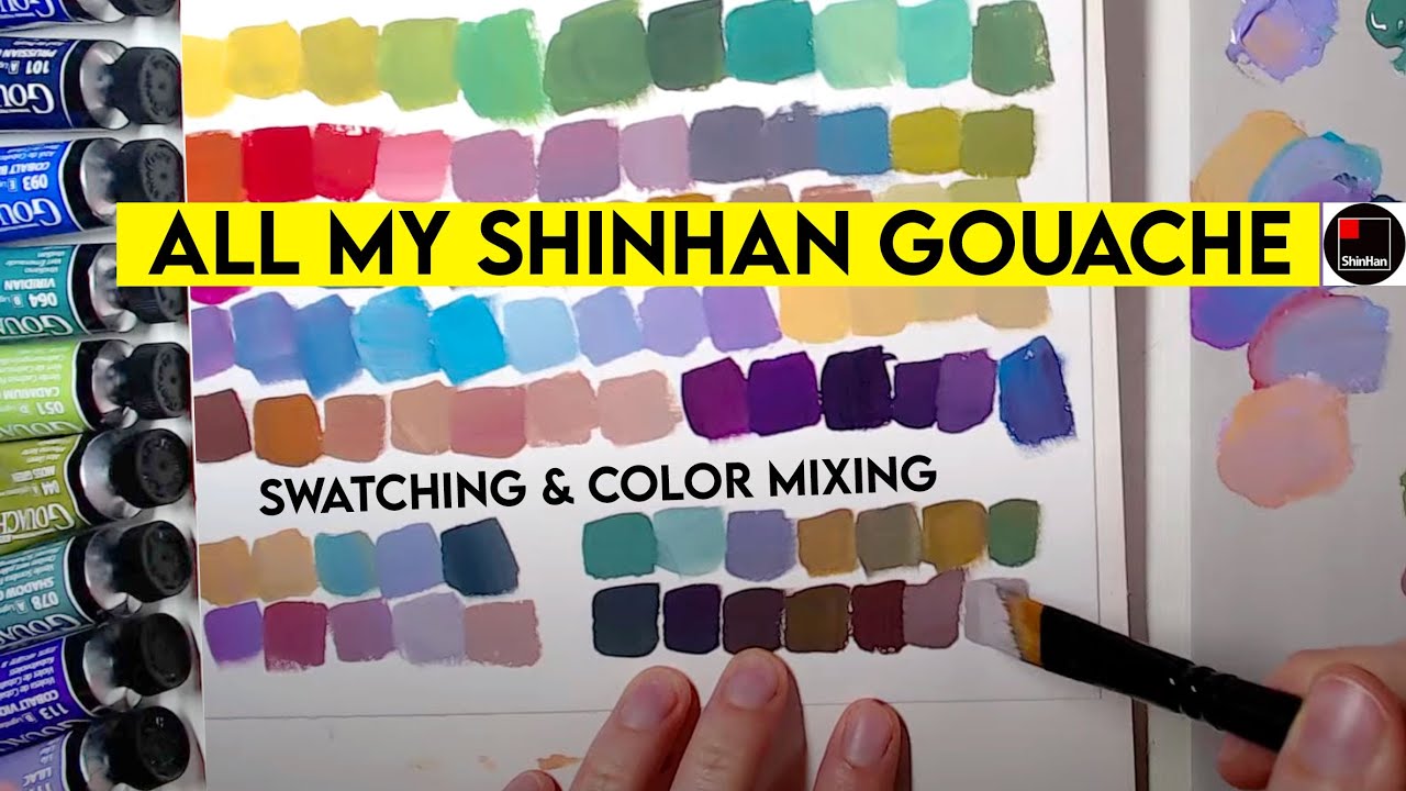 Gouache Palette Setup & Shinhan Designers Gouache Initial Review - Part 1 -  Mina Does Art Stuff 