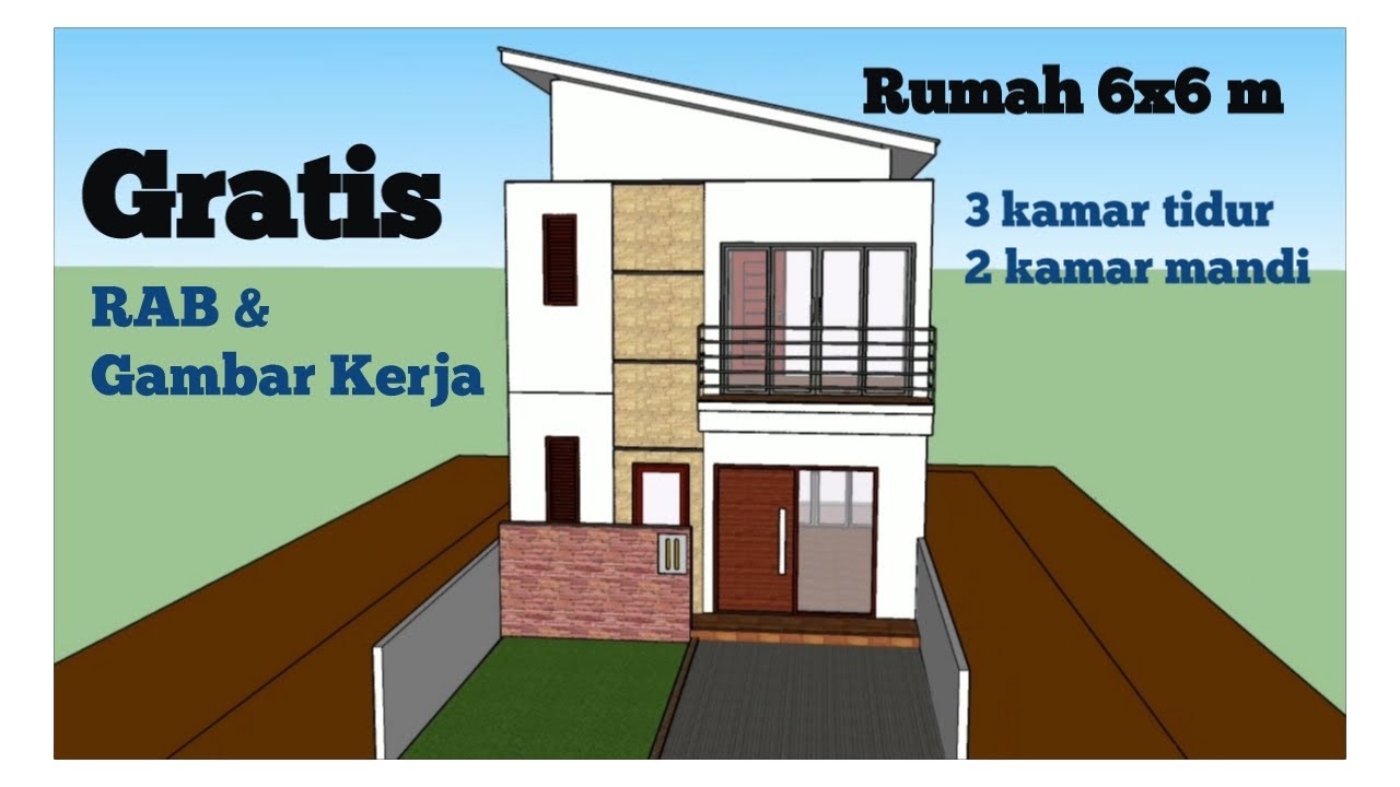 Desain rumah minimalis  di lahan sempit ukuran  6x6  gratis RAB Gambar  Kerja YouTube