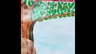 Painting Idea with bubble wrap 🌳🐝 #painting #beehive #shorts #youtubeshorts #smrcrafts