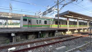 E233系3000番台ヤマU227編成＋E231系1000番台コツK-01編成JR宇都宮線駅発車