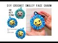 CROCHET A SMILEY FACE (Happy Face)  KEY RING OR CHARM, video #2159