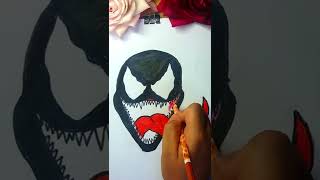 how to draw venom's face step by step for kids#shorts