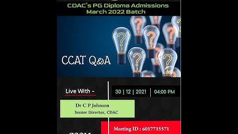 CDAC March 2022 Batch - CCAT Q&A Session with Dr CP Johnson, Senior Director