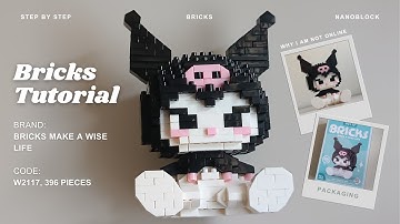 How to Build Kuromi Sitting Down | Bricks Make a Wise Life Tutorial (W2117, 396 Pieces)
