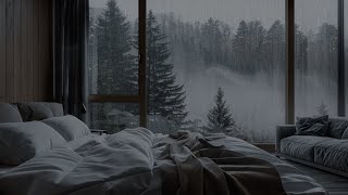 Heavy Rain Sounds for Sleeping | Enjoy Relaxation and Meditation in a Modern Room at Misty Forest