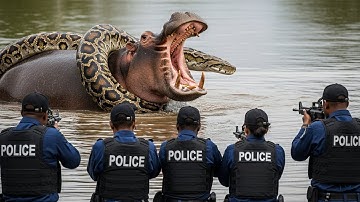 Fearless Rescue Team Confronts Giant Python to Save a Mother Hippo