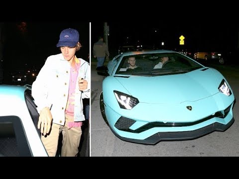 Birthday Boy Justin Bieber Drives His Lamborghini Aventador To Church -  YouTube