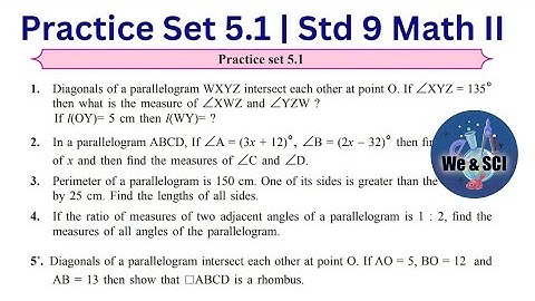 Practice Set 5.1 | L.5 Quadrilaterals | 9th Math II Std 9 Geometry