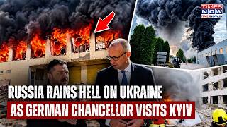 KYIV ROCKED BY RUSSIAN DRONES Stike: 1 Killed, Several Injured As German Chancellor Visits Ukraine