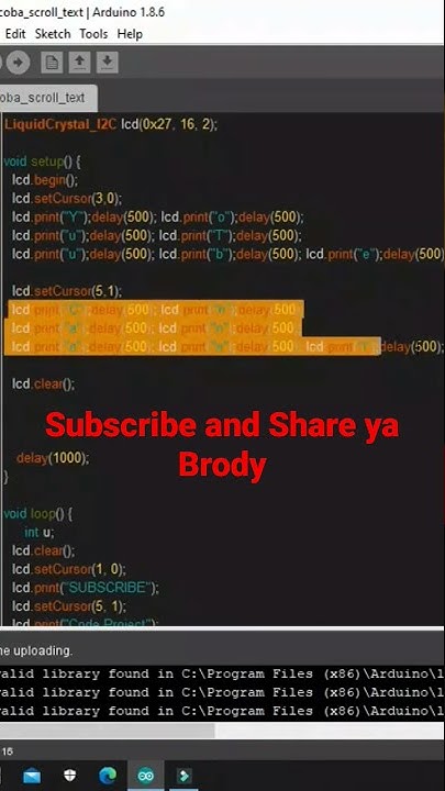 Cuplikan Vidio Membuat Running Text Menggunakan Arduino Uno and LCD i2c ...