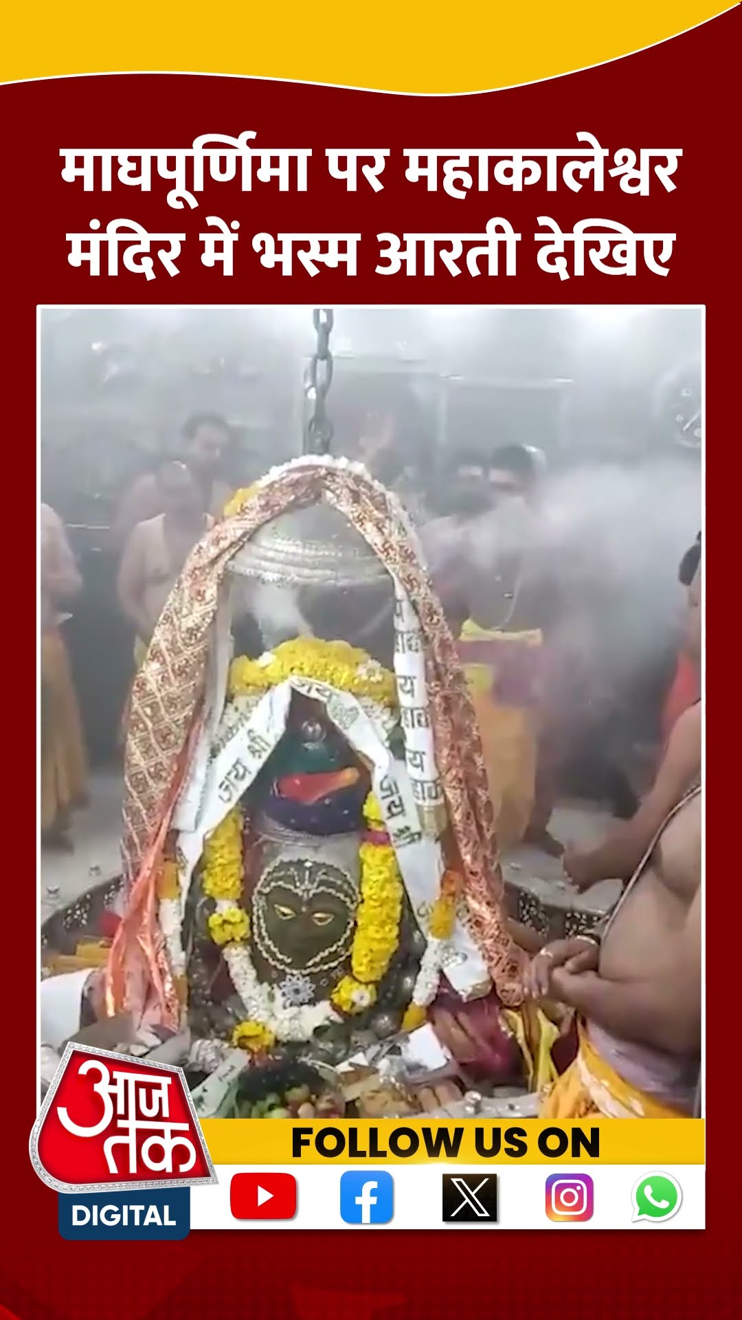 Magha Purnima के अवसर पर Ujjain के महाकालेश्वर मंदिर में भस्म आरती की गई #shortvideo #aajtakdigital