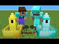 Minecraft battle inside block Noob Gold Castle vs Pro Diamond Castle