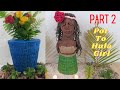 Diy cement pot becomes creative hula girl statue