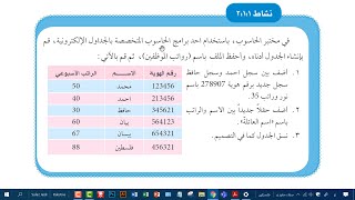 الصف العاشر - التكنولوجيا - الجداول المحوسبة - النشاط 2