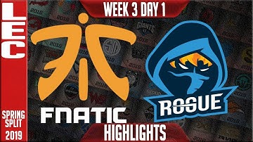FNC vs RGE Highlights | LEC Spring 2019 Week 3 Day 1 | Fnatic vs Rogue