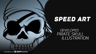 Speed Art - Pirate Skull Illustration Pirate Skull Vector Design Illustrator Adobe Illustrator