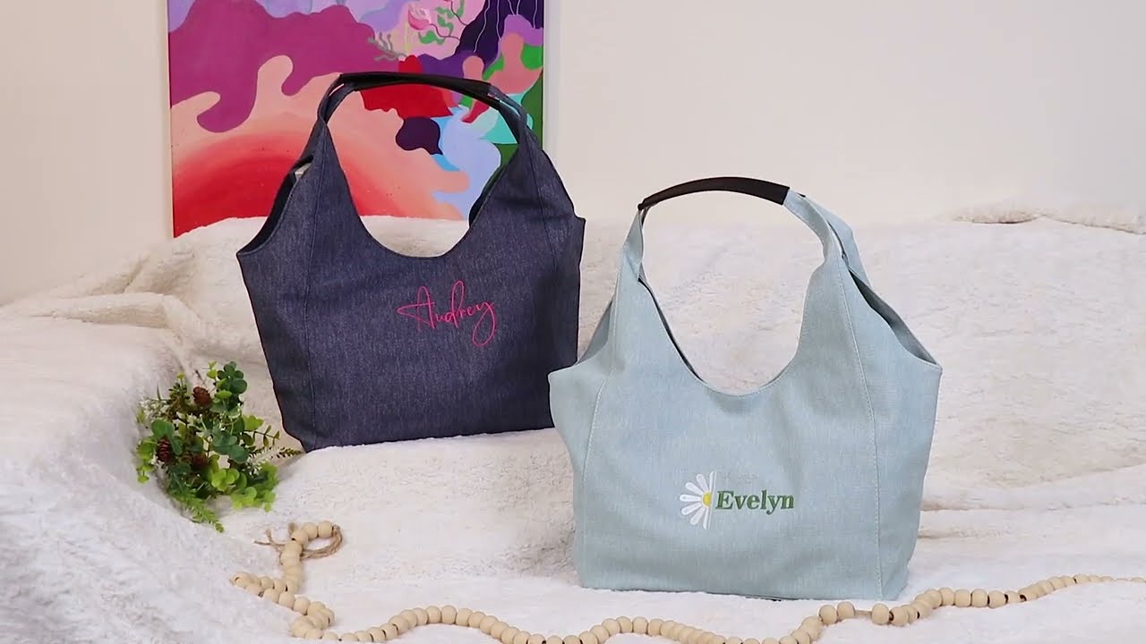 Custom embroidered name denim bag