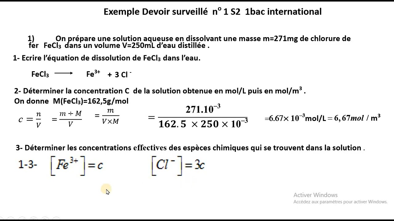 exemple devoir n 1 SEMESTRE 2 partie 1 CHIMIE