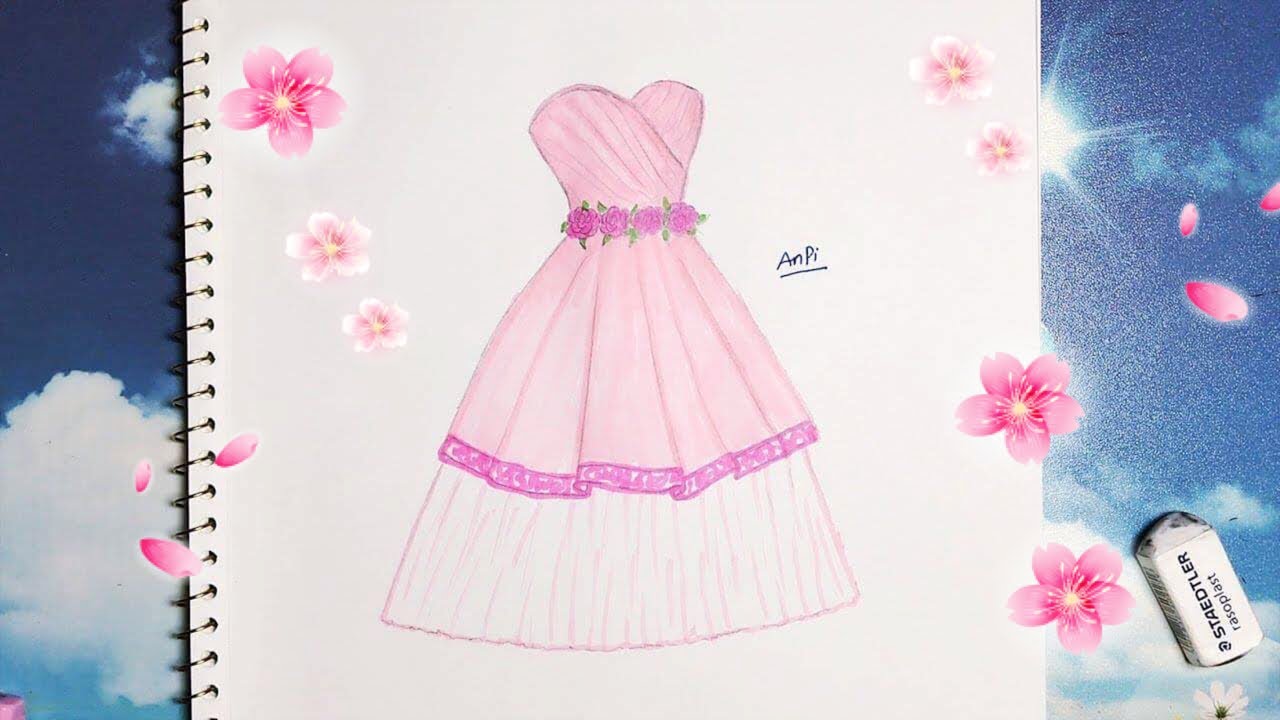 Draw a short wedding dress 12 - Vẽ Váy Cưới 12 - An Pi TV Coloring ...