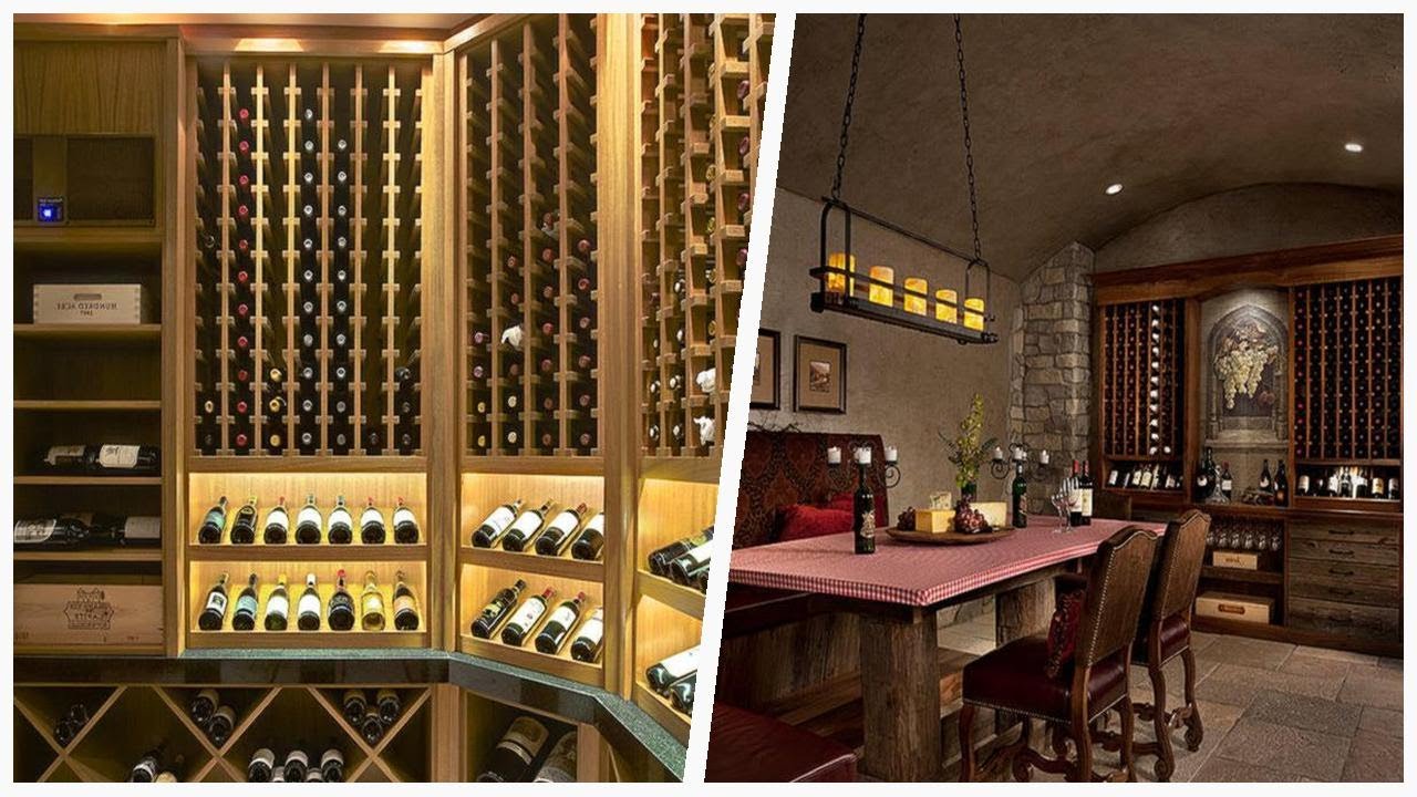 75 Transitional Brown Wine Cellar Design - YouTube