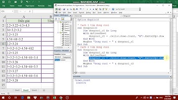 VBA EXCEL HAI CÁCH TÌM DÒNG CUỐI CỦA MỘT CỘT CÓ CHỨA DỮ LIỆU.