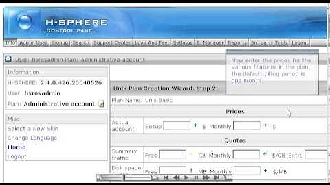 How to create hosting plan in H-Sphere - Reseller Guide - Host Department LLC