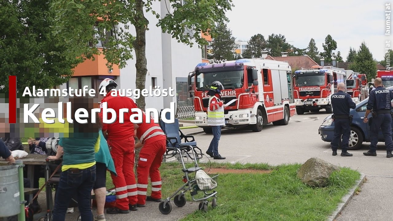 Alarmstufe 4: Großeinsatz bei Kellerbrand in einem Seniorenwohnhaus in Wels-Pernau