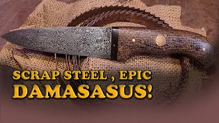 How Did They Make This Knife From Scrap? 🔥 Forging a Damascus Blade from Jigsaw Steel