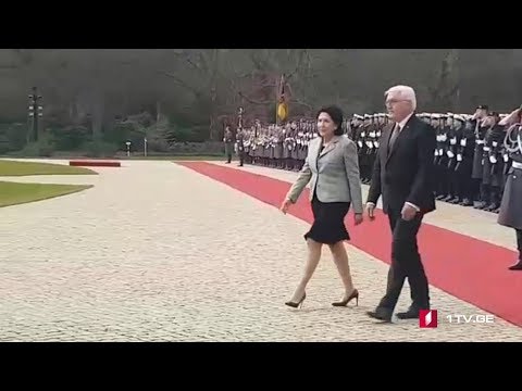 გერმანიის პრეზიდენტის სასახლეში სალომე ზურაბიშვილის დახვედრის ცერემონია გაიმართა