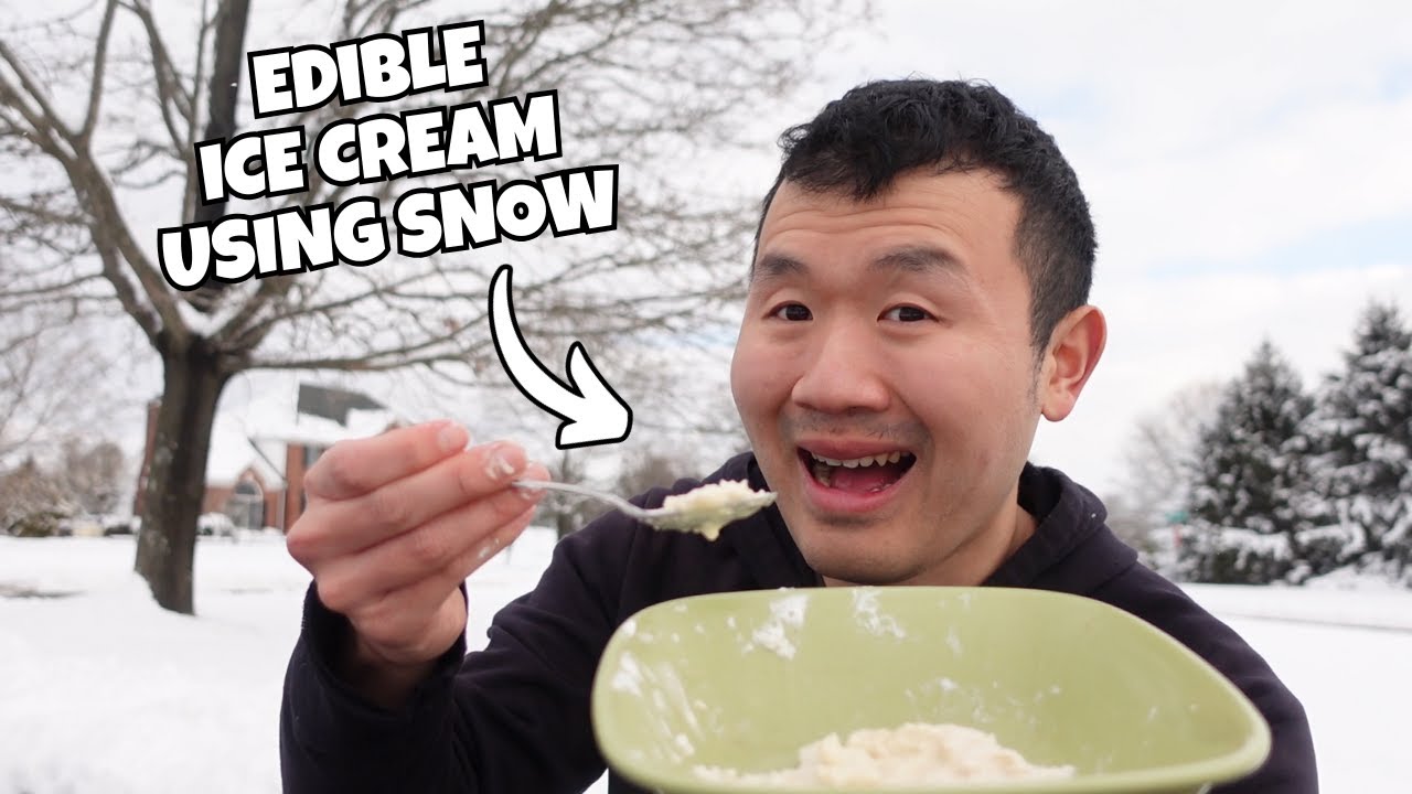 I MADE A CREATIVE EDIBLE DESSERT - Trying Ice Cream Using Snow AKA Snow Cream
