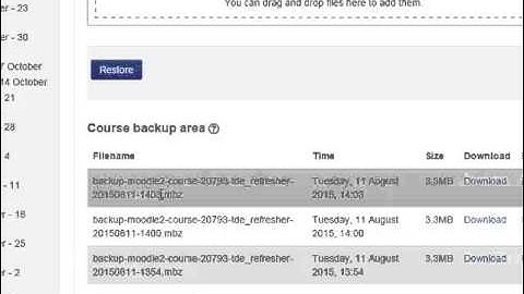 Moodle 2.8 Course backup