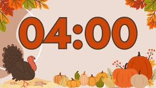 4-Minute Thanksgiving Timer 🦃 | No Music & Turkey Gobble Alarm!