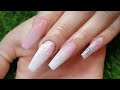 Pink & white ombre nails using Glam and Glits acrylic. | #acrylicnails #watchmework