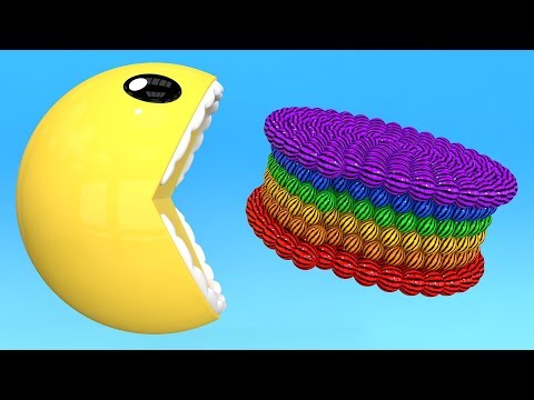 Learn Colors with 3D Pacman and Rainbow Watermelon Spiral for kids
