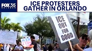 Large Crowds Gather As Ice Protests Break Out In Downtown Orlando
