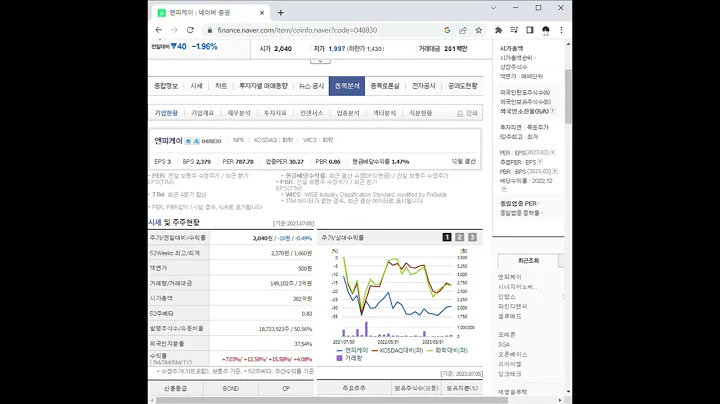 048830엔피케이 주가 전망 및 차트 분석