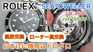 ROLEX SEA-DWELLER cal.3135 ref.16600 overhaul Windshield Replacement Rotor true replacement