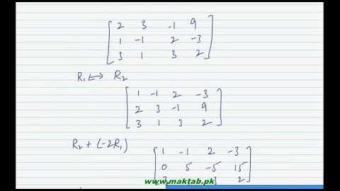 FSc Math Book1, Ch 3, LEC 22: Conversion of a Matrix into Echelon and Reduced Echelon forms