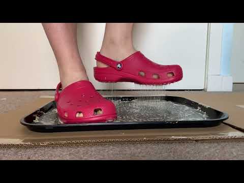 5TH ANNIVERSARY STUCK VIDEO Red Crocs Barefoot Sticking To Gorilla Glue That Gets Stickier