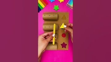 Color & Shape Fun! 🎨🟥 DIY Cardboard Game for Kids #learn #colors #shapes