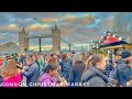 London Tower Bridge Christmas Market Tour to Borough Market | London Winter Walk 2023 [4K HDR]