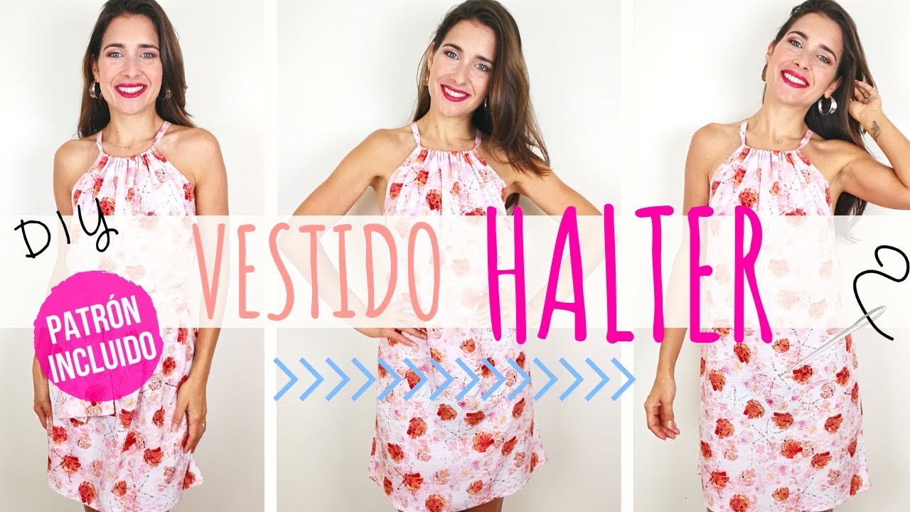 Equipar latitud mezcla Vestido o Blusa cuello halter muy fácil con patrón incluido | DIY halter  dress or top - YouTube