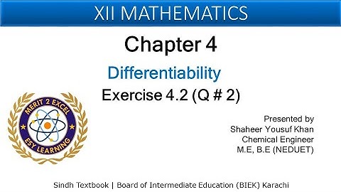 Exercise 4.2 - Q2 || Derivatives || 12 Class Math || Chapter 4 || Sindh Board || by ykSir