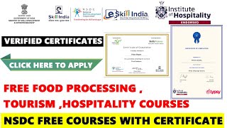 E-skill India NSDC Certificate | Hotel Management | Hospitality |Tourism | Chef | Cook Free Courses