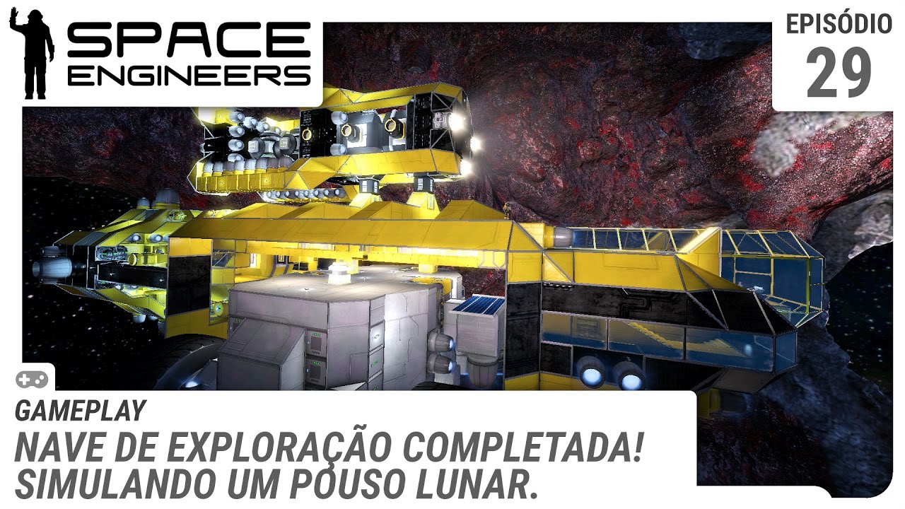 Space Engineers - Nave de Exploração Completada! Simulando um pouso ...