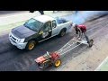 WHOS MORE POWERFUL ? - Kubota FARM TRACTOR owned MITSUBISHI PICKUP TRUCK in Drag Racing !!!